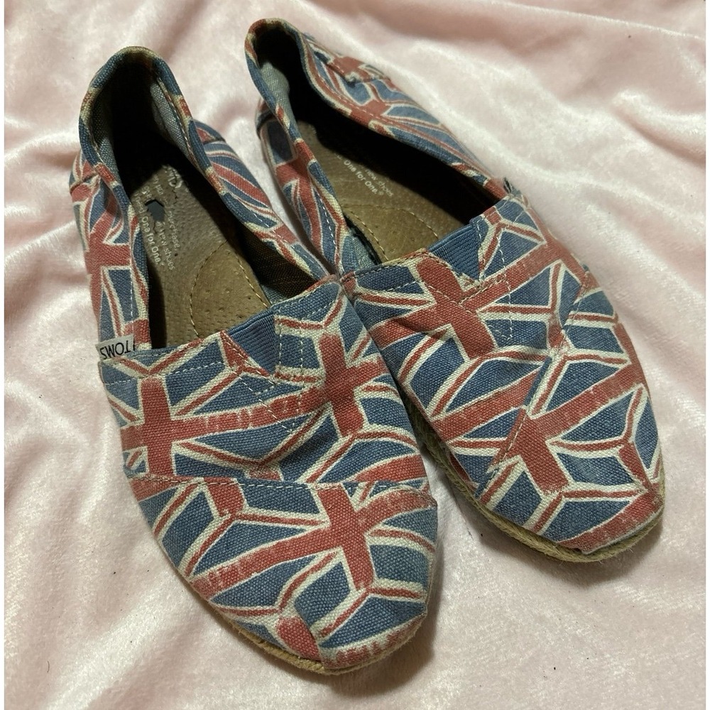 Toms‎ Rare & HTF Women's Union Jack British Flag Espadrille Flats, Size 7